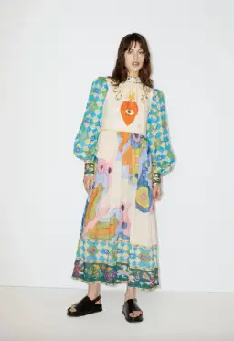 Alemais Lou Balloon Sleeve Midi Dress Multi Size AU 12