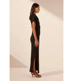 Shona Joy Beau Asymmetrical Midi Dress Black Size 12 for rent on The Volte - image 4