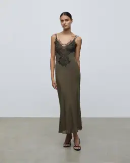 Lover Ainslee Lace Maxi Olive Green Dress Size AU 12 for rent on The Volte - image 2