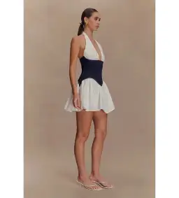 MESHKI Merlyn Denim Cotton Mini Dress Indigo Blue Size S AU 8 for rent on The Volte - image 3