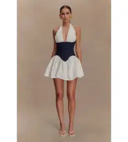 MESHKI Merlyn Denim Cotton Mini Dress Indigo Blue Size S AU 8 for rent on The Volte - image 1