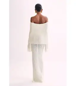 Meshki Marisol Off Shoulder Boucle Maxi Dress in Ivory Size XS / AU 6 for rent on The Volte - image 4