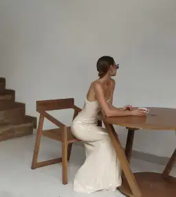 Benni Juliano Sequin Slip Maxi Dress Light Toffee Size 10 for rent on The Volte - image 3