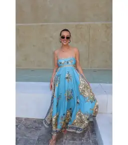 Alemais x La Sirena Exclusive Cassie Maxi Sundress Blue Print Size AU 12 for rent on The Volte - image 2