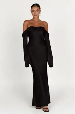 Meshki Giselle Off Shoulder Cowl Neck Maxi Dress in Black Size 8/S for rent on The Volte - image 1