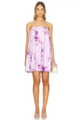Zimmermann Lightburst Puff Mini Dress Purple Floral Size 2 / Size Au 12 for rent on The Volte - image 1