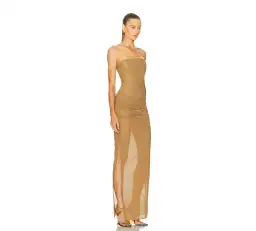 Alex Perry Strapless Longline Corset Column Stretch Mesh Maxi Dress Khaki Size AU 8 for rent on The Volte - image 4