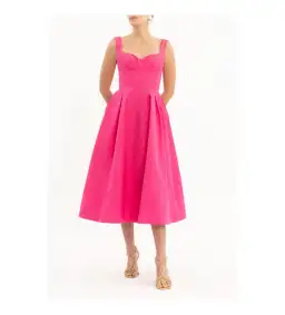 Rebecca Vallance Lyla Midi Dress in Hot Pink Size AU 14