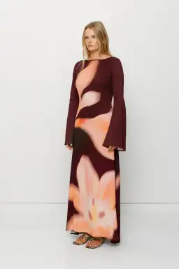 The Wolf Gang Leona Maxi Dress in Cocoa Flower Size 12 for rent on The Volte - image 3