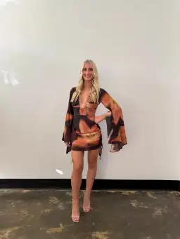 The Wolf Gang Zoya Mini Dress Cocoa Flower Size 8 for rent on The Volte - image 2