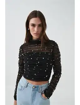 Aje Juniper Crop Top Black Size 8 for rent on The Volte - image 2