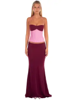 I am Delilah Angelina Corset & Maxi Skirt Set in Sangria/Pink Size S / AU 8