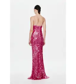 MISHA Sapphire Sequin Maxi Dress Fuchsia Pink Size 8/S for rent on The Volte - image 3