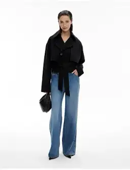 Relaxed Wool Blend Trench Coat