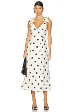 Zimmermann Crush V Neck Midi Dress Print Size AU 14