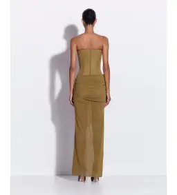 Alex Perry Strapless Longline Column in Stretch Mesh Maxi Dress Khaki Size AU 10 for rent on The Volte - image 6