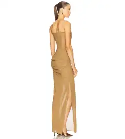 Alex Perry Strapless Longline Column in Stretch Mesh Maxi Dress Khaki Size AU 10 for rent on The Volte - image 5