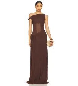 Misha Sisal Maxi Dress in Espresso Brown Size XS / AU 6
