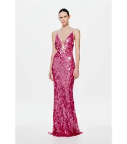 Misha Sapphire Sequin Maxi Dress Fuchsia Pink Size S / AU 8