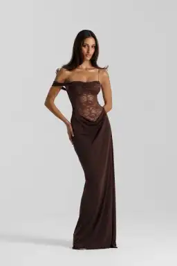 Natalie Rolt Sloane Maxi Dress in Brown Size 0/ AU 6