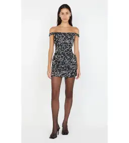 Bec and Bridge Kinsley Sequin Mini Dress in Charcoal Silver Size XS / AU 6