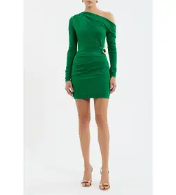 Rebecca Vallance Erin Long Sleeve Mini Dress Green Size 8
