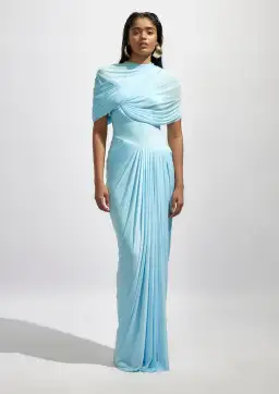 Deme By Gabriella Jasmine Pleated Floor Length Gown Dress in Baby Blue Size S / AU 8 for rent on The Volte - image 1