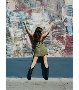 Realisation Par Eliza Mini Dress in Khaki Spot Size S / AU 8 for rent on The Volte - image 3