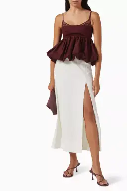 Clea Galerie Mimi Peplum Top in Burgundy XS / AU 6