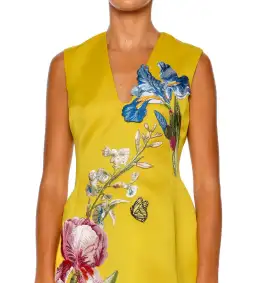 Leo Lin Bree V Neck Embroidery Mini Dress in Mustard Size AU 8 for rent on The Volte - image 4