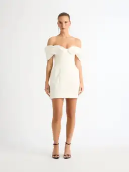 Sheike Nour Cream Mini Dress in White Size AU 10