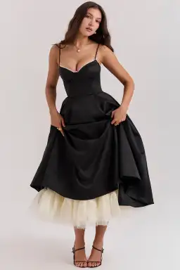 House Of CB Mademoiselle Black Tulle Midi Dress Size AU 8 for rent on The Volte - image 1