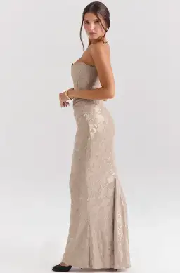 House of CB Persephone Gold Strapless Corset Maxi Dress Size M / AU 10 for rent on The Volte - image 3
