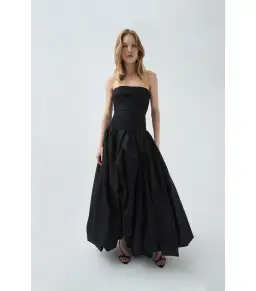 Aje Violette Bubble Hem Maxi Dress Black Size AU 6