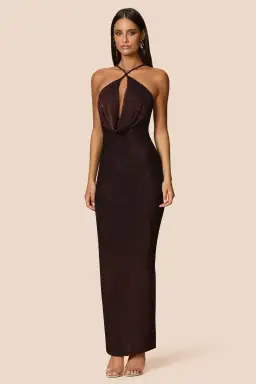 Love Nookie Bianca 2way Halter Maxi Gown Cocoa  Size 12 for rent on The Volte - image 3