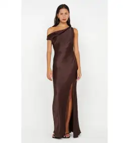 Bec & Bridge Sol Asym Maxi Dress Dark Chocolate Size AU 6