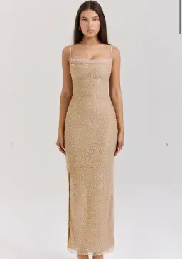 House of CB Calla Seapearl Embellished Maxi Dress Size AU 8