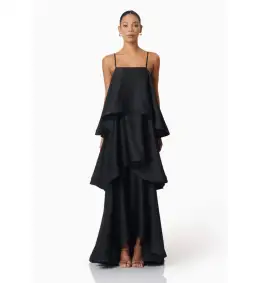 Elliatt Tilly Tiered Maxi Dress Black Size 10