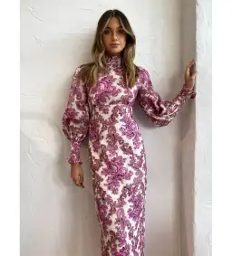 Alemais Isla Midi Dress in Magenta Size AU 12 for rent on The Volte - image 4