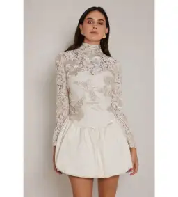 Elle Zeitoune Presley Mini Dress Crème Size 10 for rent on The Volte - image 3