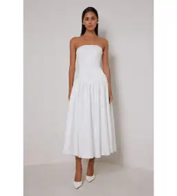 Elle Zeitoune Maggie Midi Dress White Size AU 8