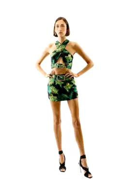 ALICE By Alice McCall Jemima Mini Skirt in Black/Green Floral Size 12 for rent on The Volte - image 1