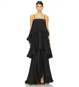 Elliatt Tilly Tiered Maxi Dress in Black Size XS / AU 6