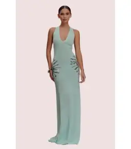 Meshki Ellington Knit Midi Dress in Lagoon Blue Size AU 10 for rent on The Volte - image 1