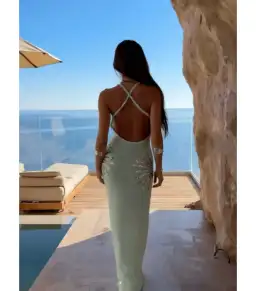 Meshki Ellington Knit Midi Dress in Lagoon Blue Size AU 10 for rent on The Volte - image 7