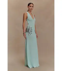 Meshki Ellington Knit Midi Dress in Lagoon Blue Size AU 10 for rent on The Volte - image 2