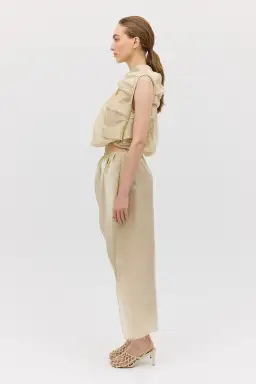 Bianca Spender Champagne Liquid Organza Tumble Top Gold Size 8/S for rent on The Volte - image 4