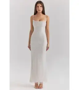 House of CB Calla Embellished Maxi Dress Silver Pearl Size S / AU 8 for rent on The Volte - image 1