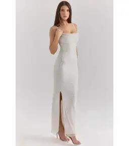 House of CB Calla Embellished Maxi Dress Silver Pearl Size S / AU 8 for rent on The Volte - image 3