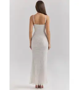 House of CB Calla Embellished Maxi Dress Silver Pearl Size S / AU 8 for rent on The Volte - image 4